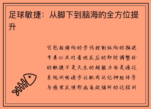 足球敏捷：从脚下到脑海的全方位提升